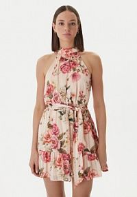Sukienka koktajlowa Guess beżowa W6GKAE W2555  Regular Fit