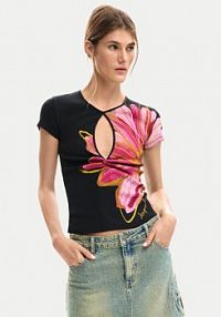 T-shirt Desigual czarny damski Dublin 26SWTK05  Regular Fit
