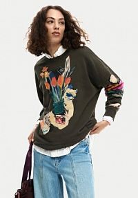 Bluza przez głowę Desigual szara Evelyn 26SWSK16  Regular Fit