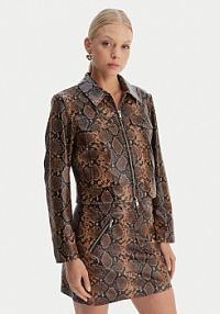 Kurtka skórzana ONLY brązowa damska Z imitacji skóry Paris 15365492  Regular Fit