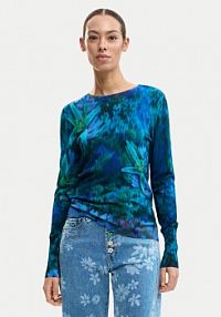 Sweter Desigual niebieski damski Suecia 26SWJF36  Regular Fit