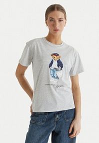 T-shirt Polo Ralph Lauren szary damski 211A96261001  Slim Fit