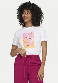 T-shirt ONLY biały damski Kita 15367568  Regular Fit