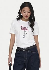 T-shirt ONLY biały damski Kita 15367568  Regular Fit