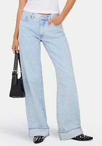Jeansy ONLY niebieskie jasne damskie Ella 15368955 Błękitny Wide Leg