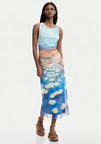 Sukienka letnia Desigual niebieska Celeste 26SWVK28  Slim Fit