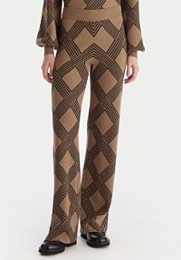 Spodnie eleganckie ONLY beżowe damskie Dzianinowe Anny 15327634  Loose Fit