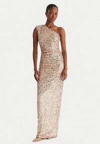 Sukienka wieczorowa ACCESS FASHION brązowa 54-3354-612  Slim Fit