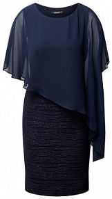 Błyszcząca sukienka koktajlowa z obszyciem z szyfonu Swing granatowa EAN 77762110