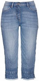 Dżinsy rybaczki z haftem  damskie Bonprix