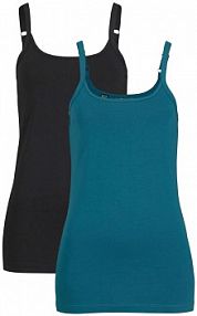 Długi top bawełniany na cienkich ramiączkach z bawełny organicznej (2 szt.)  damski Bonprix