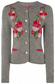 Kurtka z dzianiny z kwiatowymi haftami model Zala Lieblingsstück szara damska EAN 20070024