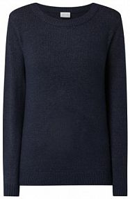 Sweter z dzianiny z okrągłym dekoltem model Viril Vila niebieski damski EAN 14054177