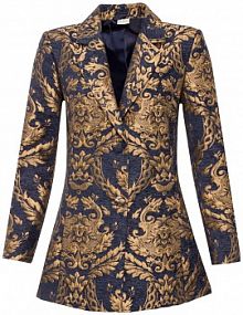 Żakiet w złoty żakardowy deseń  damski Bonprix